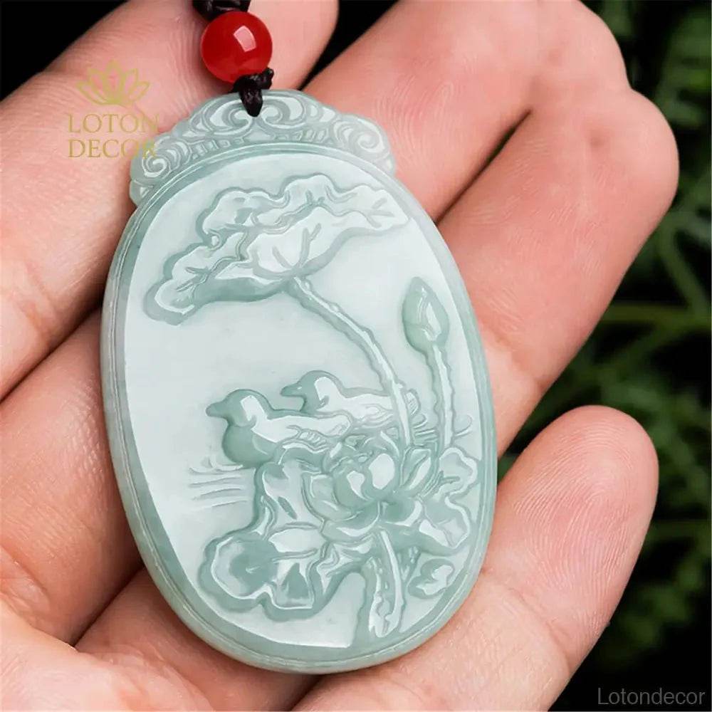 Lotus Duck Jade Necklace – Love & Wealth Talisman Unisex - Loton Decor