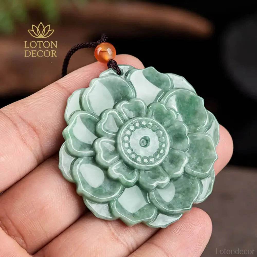 Lotus Jade Necklace – Women's Lucky Charm Amulet - Loton Decor