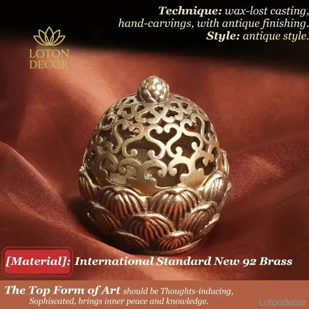 Lotus Petals Incense Burner Mini Cone Coil Incense Holder Buddhism Feng Shui Wealth Meditation Decor for Tranquility - Loton Decor