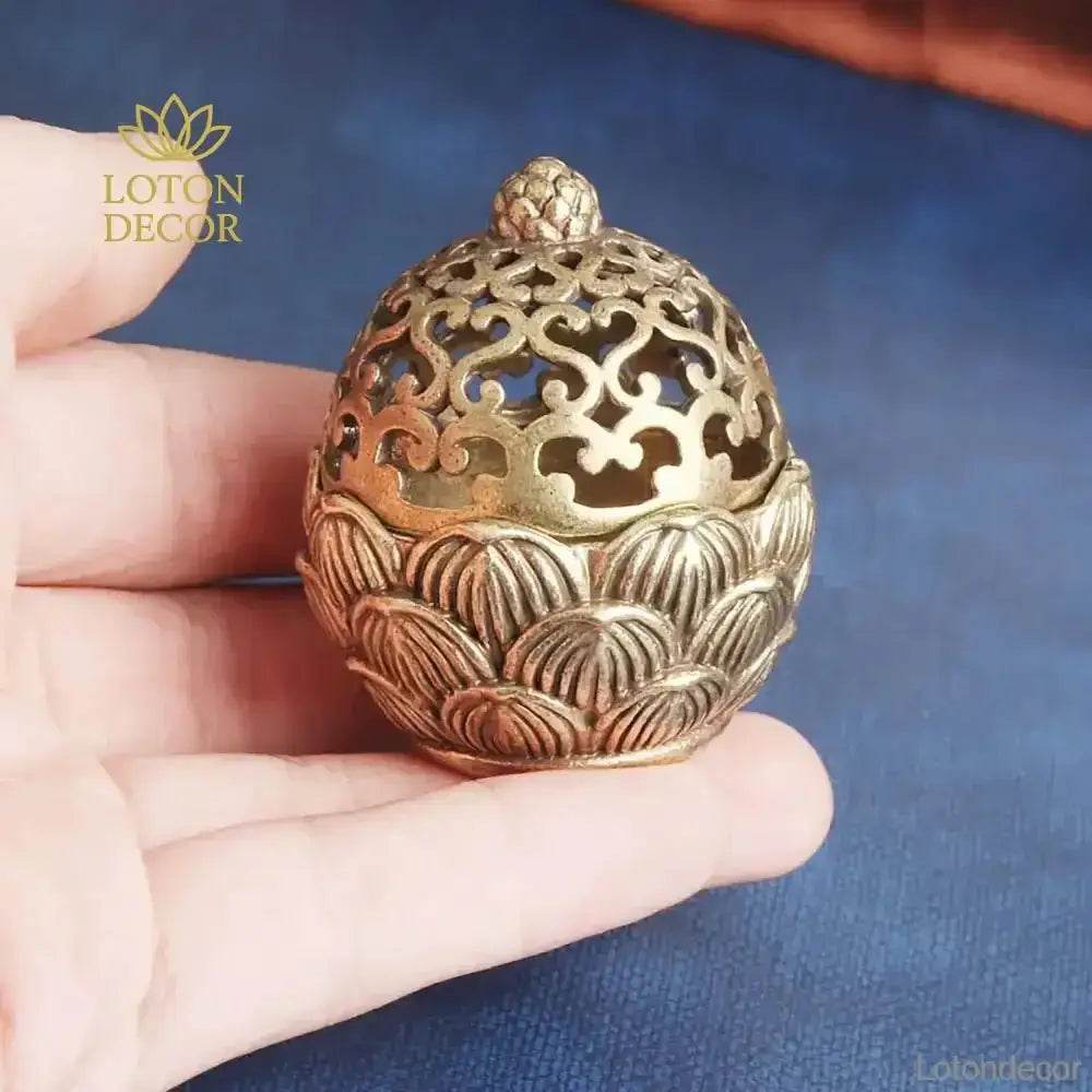 Lotus Petals Incense Burner Mini Cone Coil Incense Holder Buddhism Feng Shui Wealth Meditation Decor for Tranquility - Loton Decor