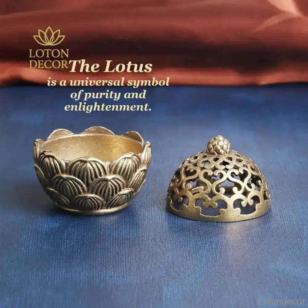 Lotus Petals Incense Burner Mini Cone Coil Incense Holder Buddhism Feng Shui Wealth Meditation Decor for Tranquility - Loton Decor