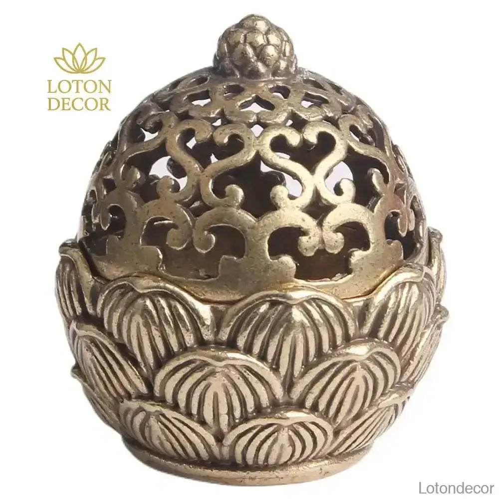 Lotus Petals Incense Burner Mini Cone Coil Incense Holder Buddhism Feng Shui Wealth Meditation Decor for Tranquility - Loton Decor