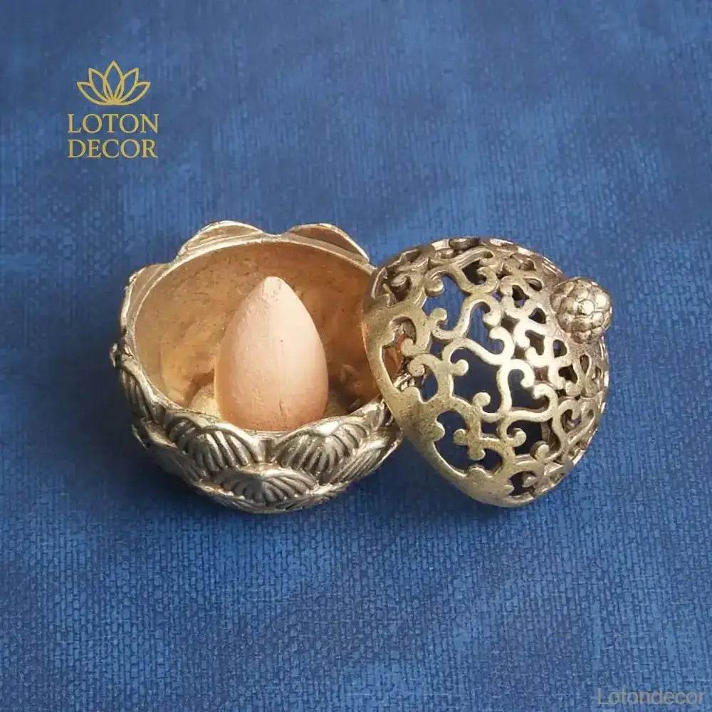 Lotus Petals Incense Burner Mini Cone Coil Incense Holder Buddhism Feng Shui Wealth Meditation Decor for Tranquility - Loton Decor
