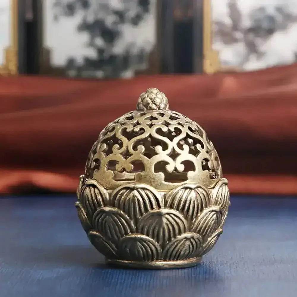 Lotus Petals Incense Burner Mini Cone Coil Incense Holder Buddhism Feng Shui Wealth Meditation Decor for Tranquility - Loton Decor