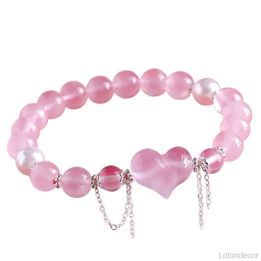 Madagascar Rose Quartz Bracelet Feng Shui Love Amulet Chakra Balance Gem Popularity Luck - Loton Decor
