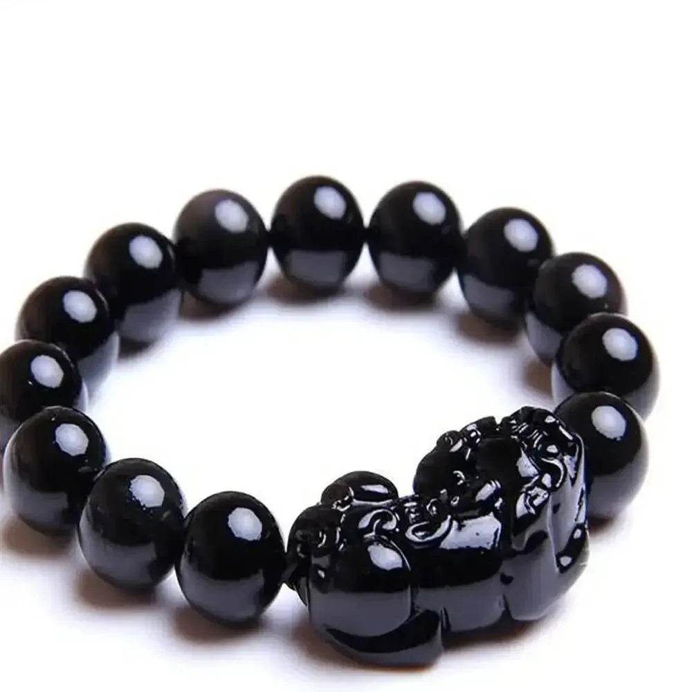 Natural Obsidian Pi Yao Feng Shui Wealth Bracelet - Loton Decor