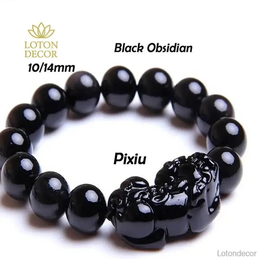 Natural Obsidian Pi Yao Feng Shui Wealth Bracelet - Loton Decor