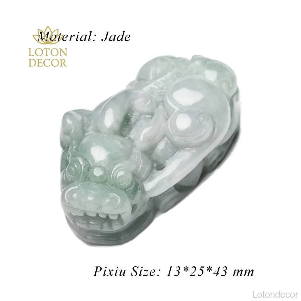 Nephrite Jade Pixiu Necklace – Wealth Luck Talisman - Loton Decor