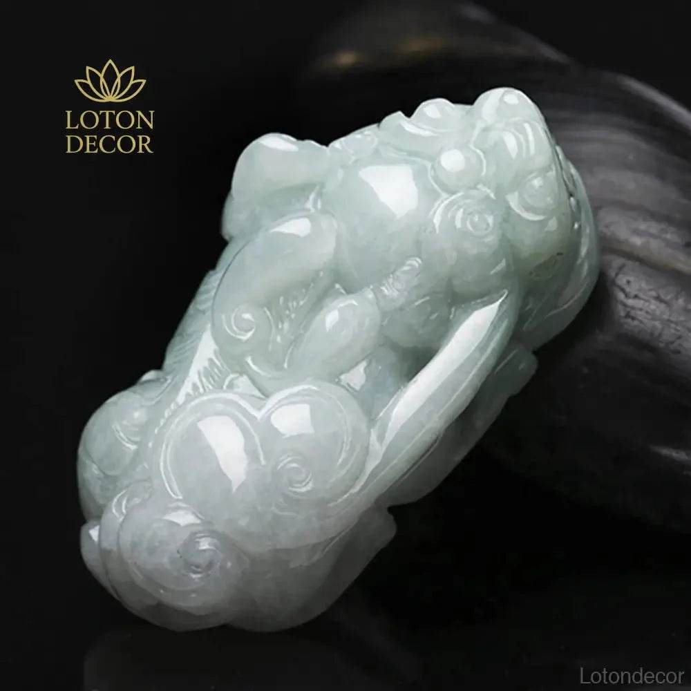 Nephrite Jade Pixiu Necklace – Wealth Luck Talisman - Loton Decor