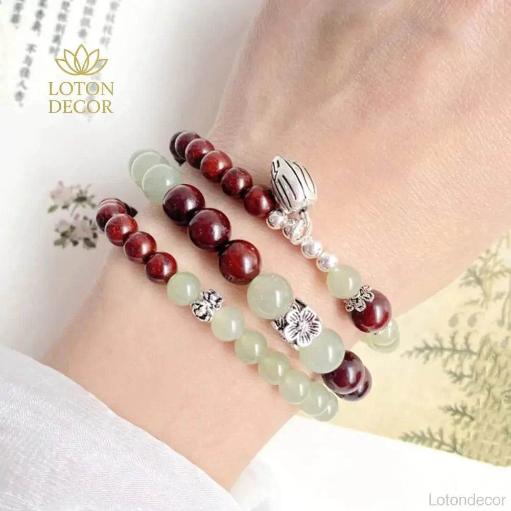 Nephrite Jade Prayer Bracelet – Feng Shui Meditation Talisman - Loton Decor