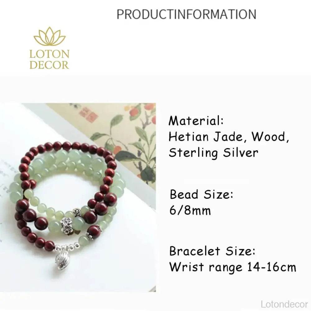 Nephrite Jade Prayer Bracelet – Feng Shui Meditation Talisman - Loton Decor