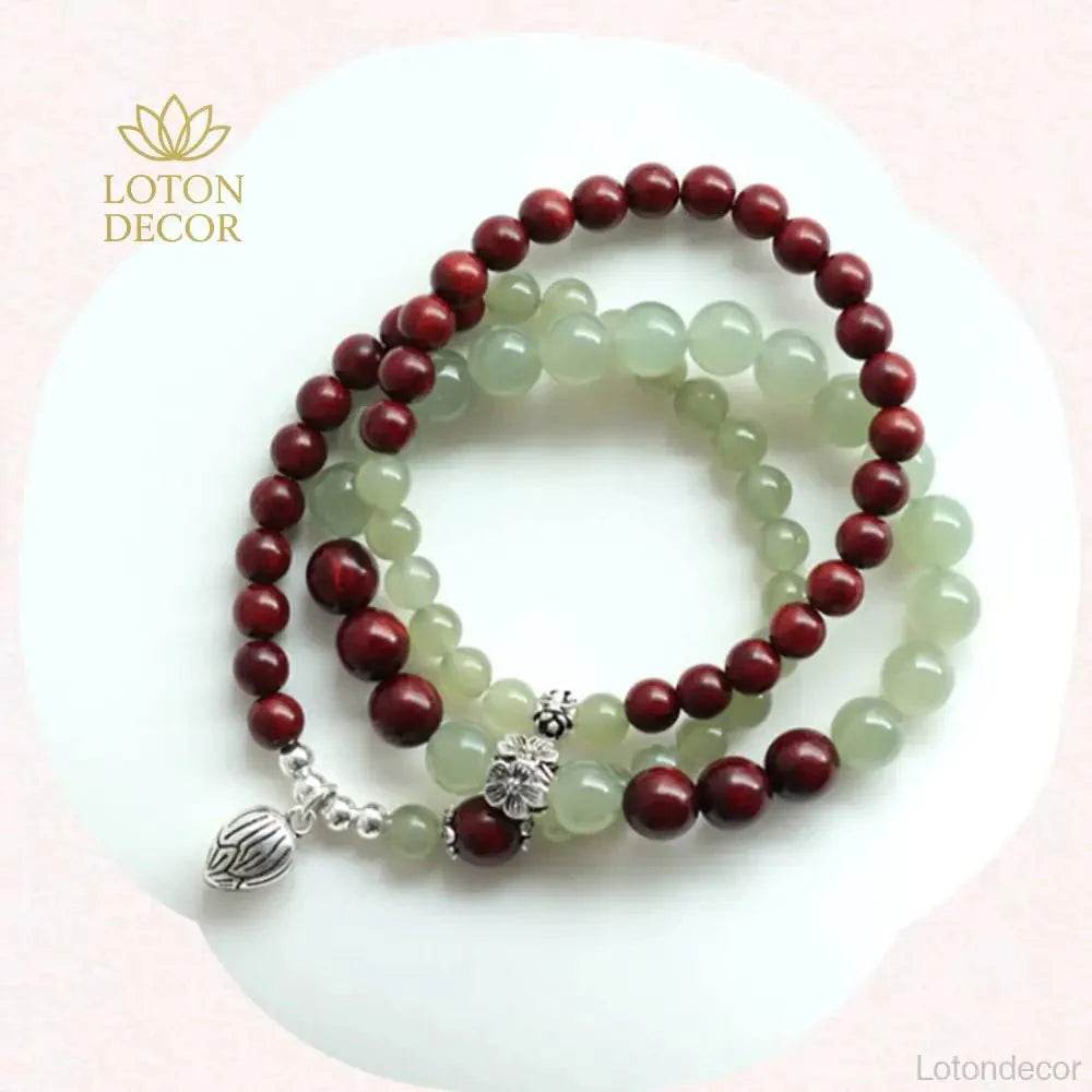 Nephrite Jade Prayer Bracelet – Feng Shui Meditation Talisman - Loton Decor