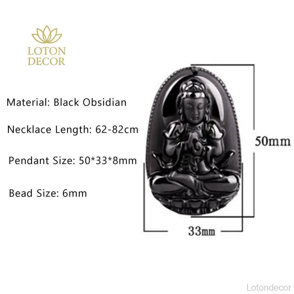 Obsidian Buddha Pendant Necklace – Feng Shui Wealth Amulet - Loton Decor