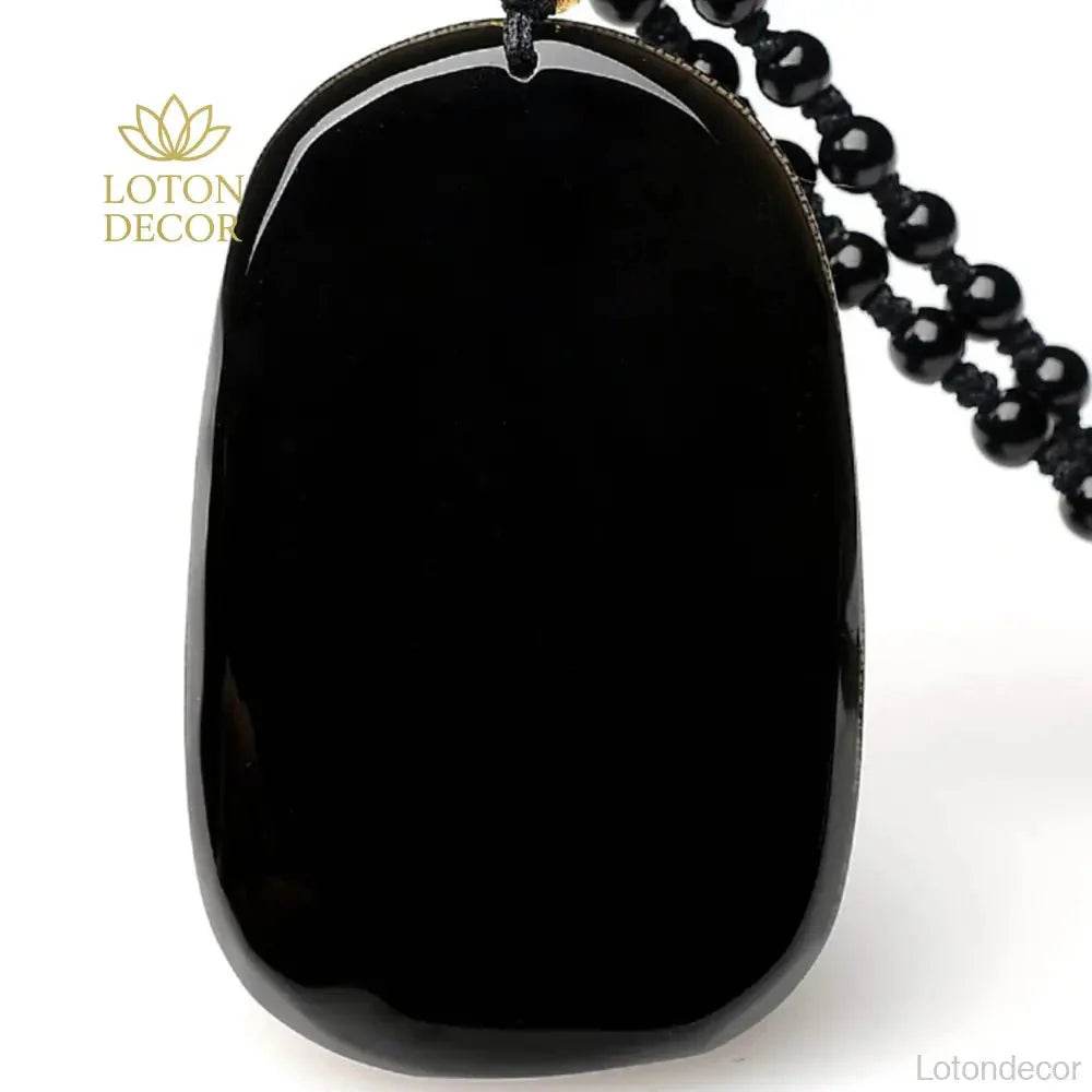 Obsidian Buddha Pendant Necklace – Feng Shui Wealth Amulet - Loton Decor