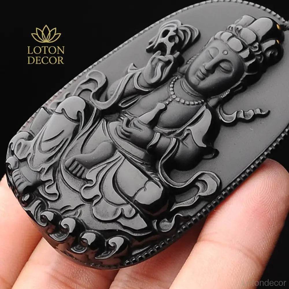 Obsidian Buddha Pendant Necklace – Feng Shui Wealth Amulet - Loton Decor