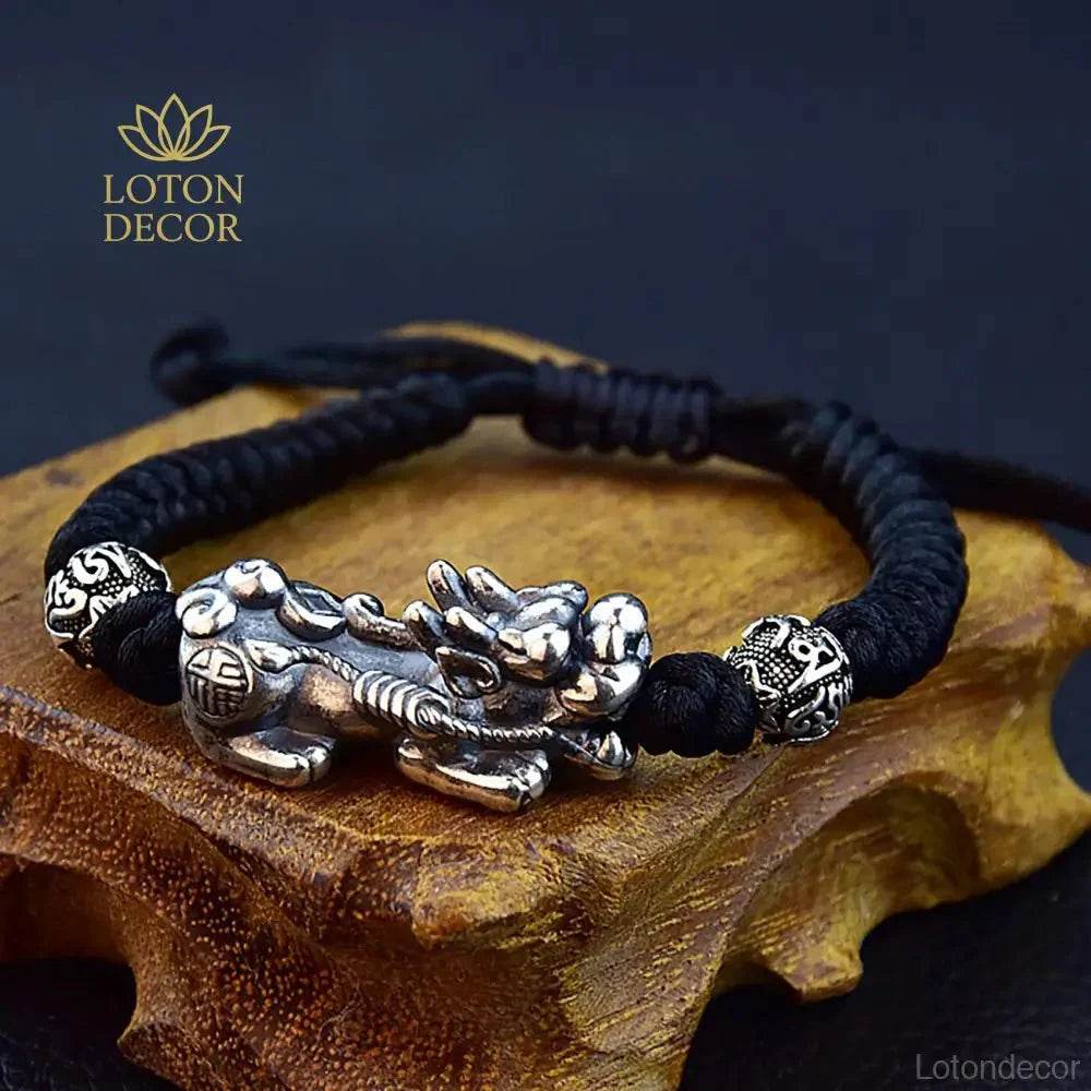 Obsidian Buddha Pixiu Bracelet – Wealth & Courage Amulet - Loton Decor