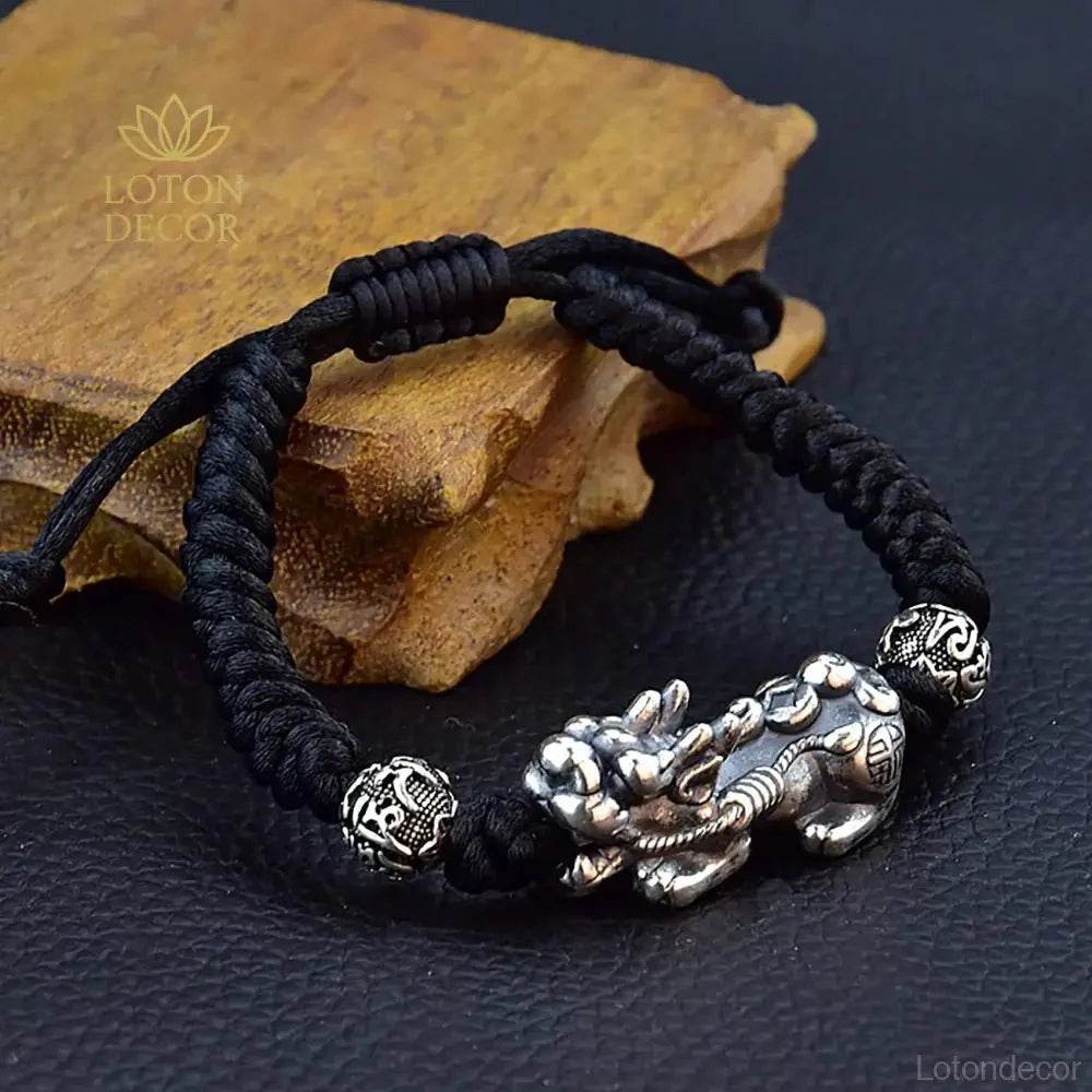 Obsidian Buddha Pixiu Bracelet – Wealth & Courage Amulet - Loton Decor