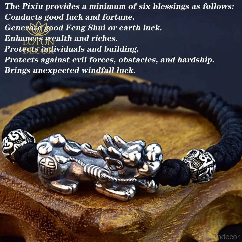 Obsidian Buddha Pixiu Bracelet – Wealth & Courage Amulet - Loton Decor