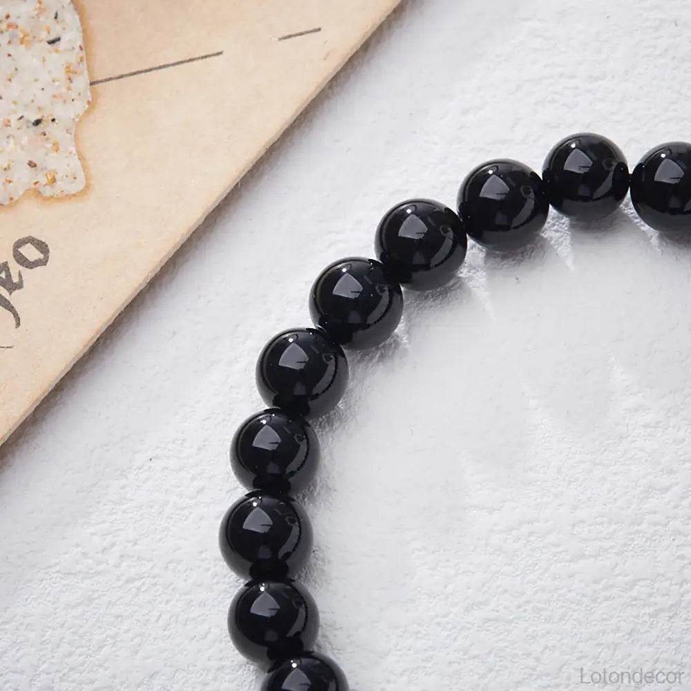 Obsidian Lucky Cat Bracelet Silver Sheen Obsidian Maneki Neko Feng Shui Crystal Amulet for Money Wealth - Loton Decor