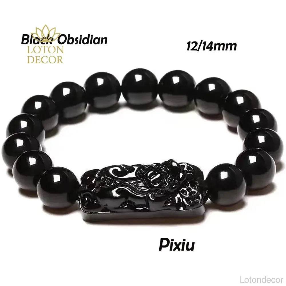 Obsidian Pi Yao Bracelet – Handcrafted Feng Shui Amulet - Loton Decor