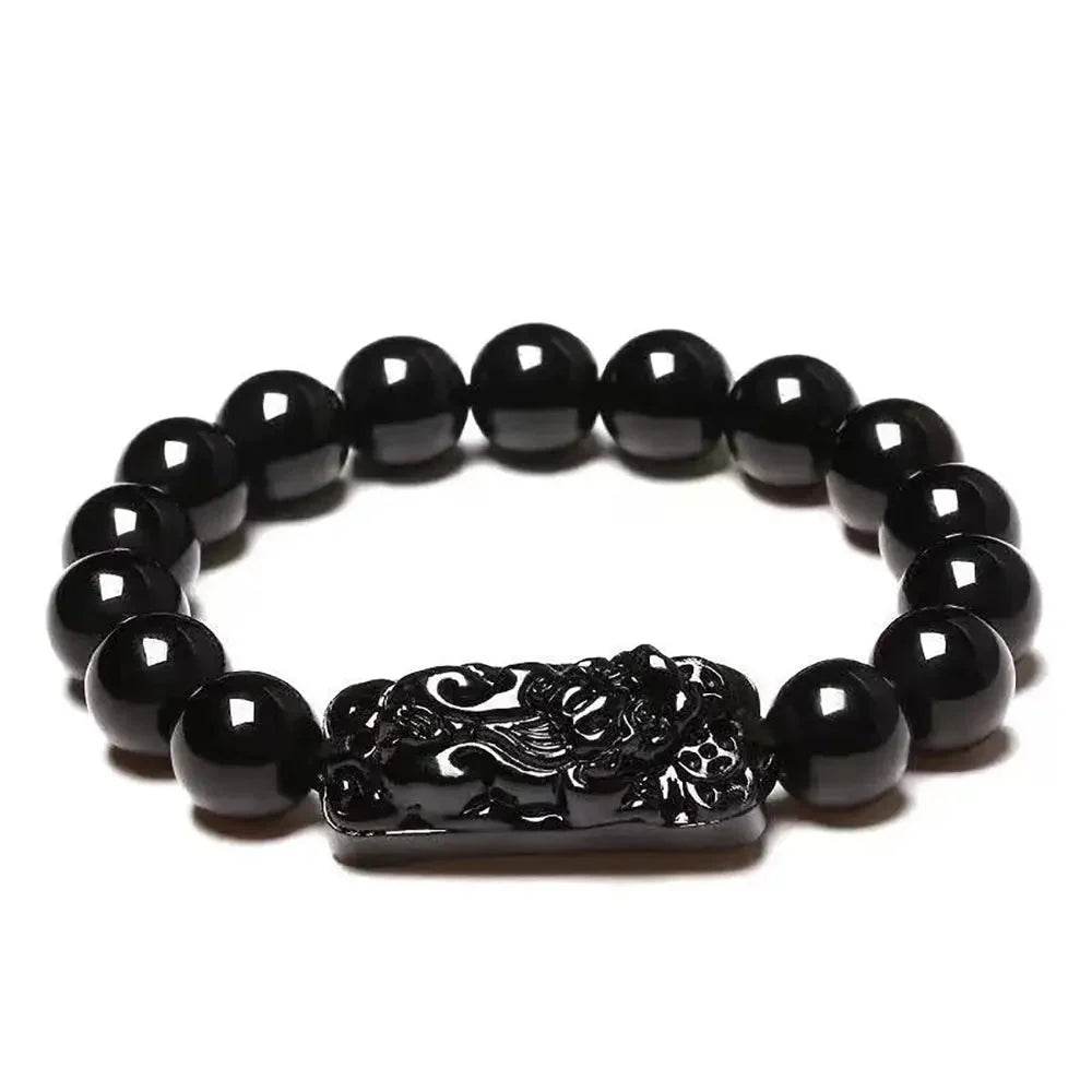 Obsidian Pi Yao Bracelet – Handcrafted Feng Shui Amulet - Loton Decor