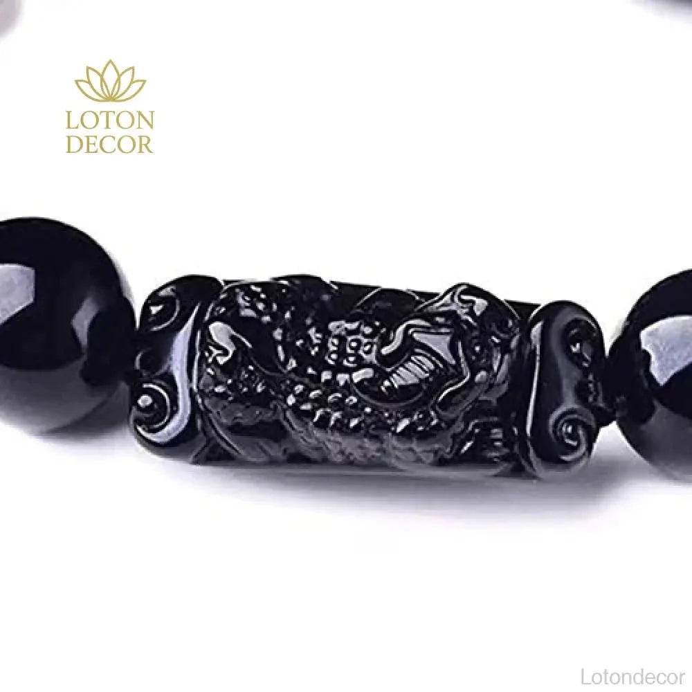 Obsidian Pixiu Bracelet – Chakra Wealth Reiki Talisman - Loton Decor