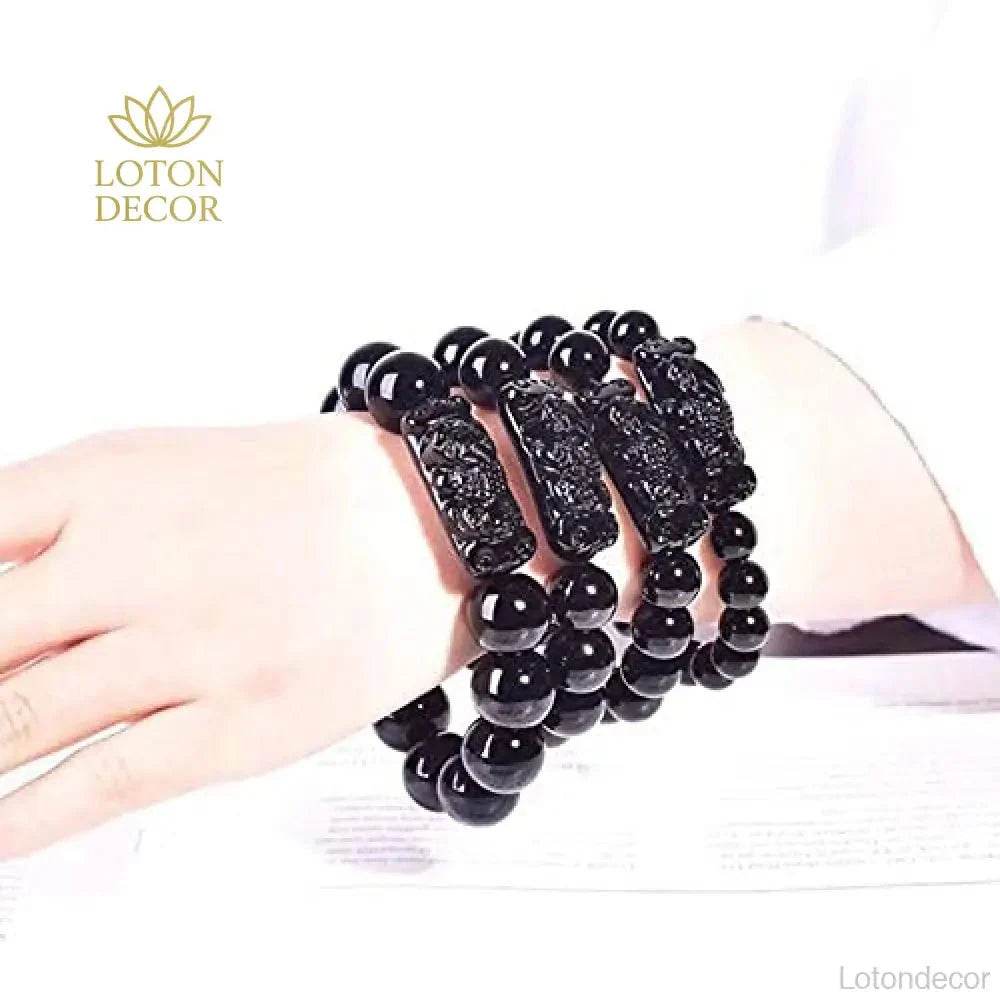 Obsidian Pixiu Bracelet – Chakra Wealth Reiki Talisman - Loton Decor