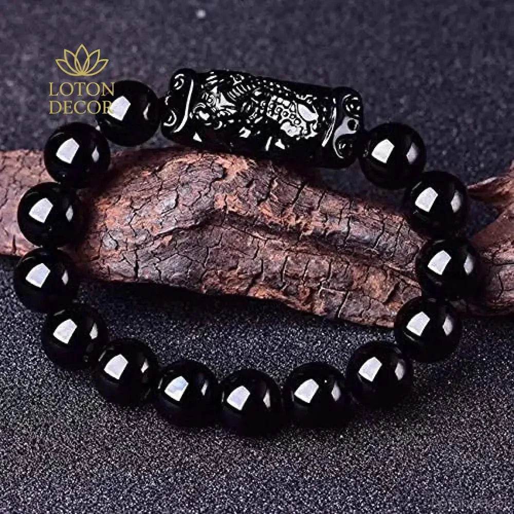 Obsidian Pixiu Bracelet – Chakra Wealth Reiki Talisman - Loton Decor