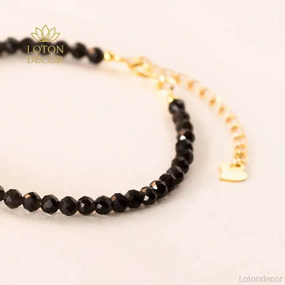 Obsidian Wealth Bracelet – Silver Diamond-Cut Crystal Amulet - Loton Decor