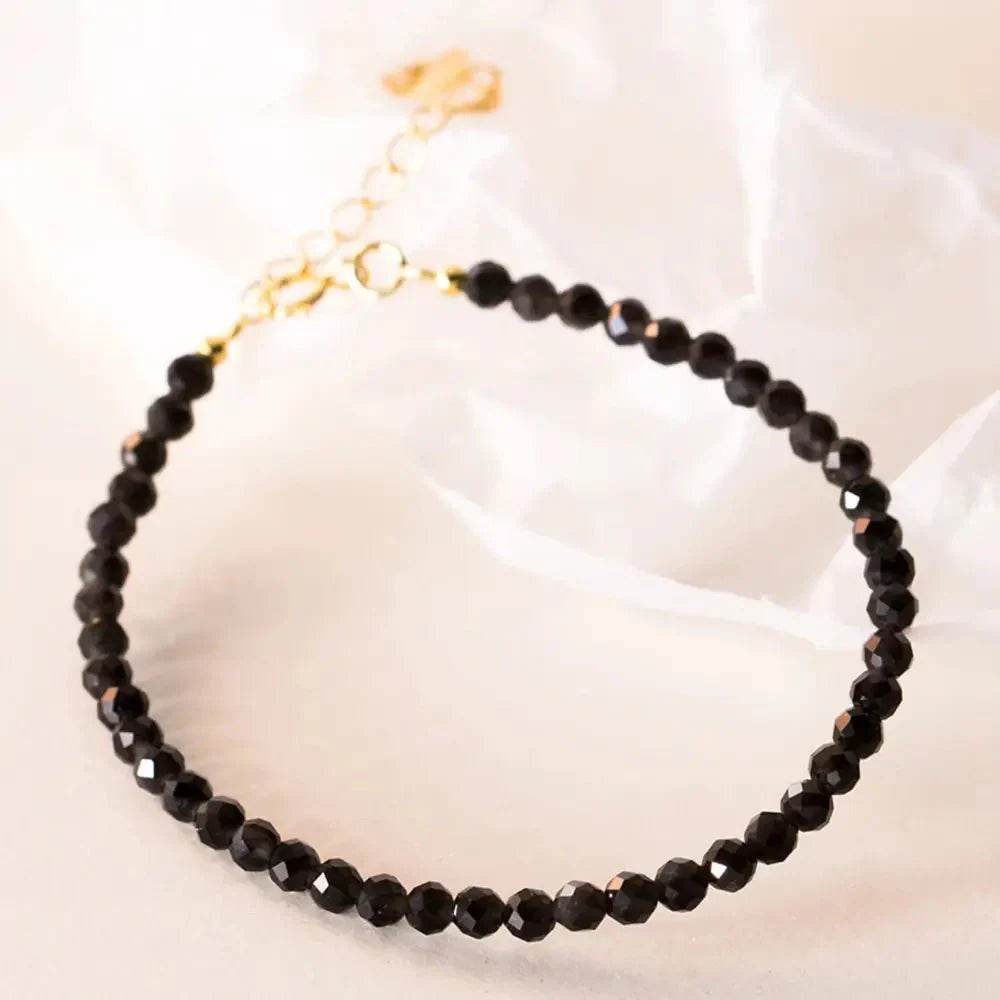 Obsidian Wealth Bracelet – Silver Diamond-Cut Crystal Amulet - Loton Decor