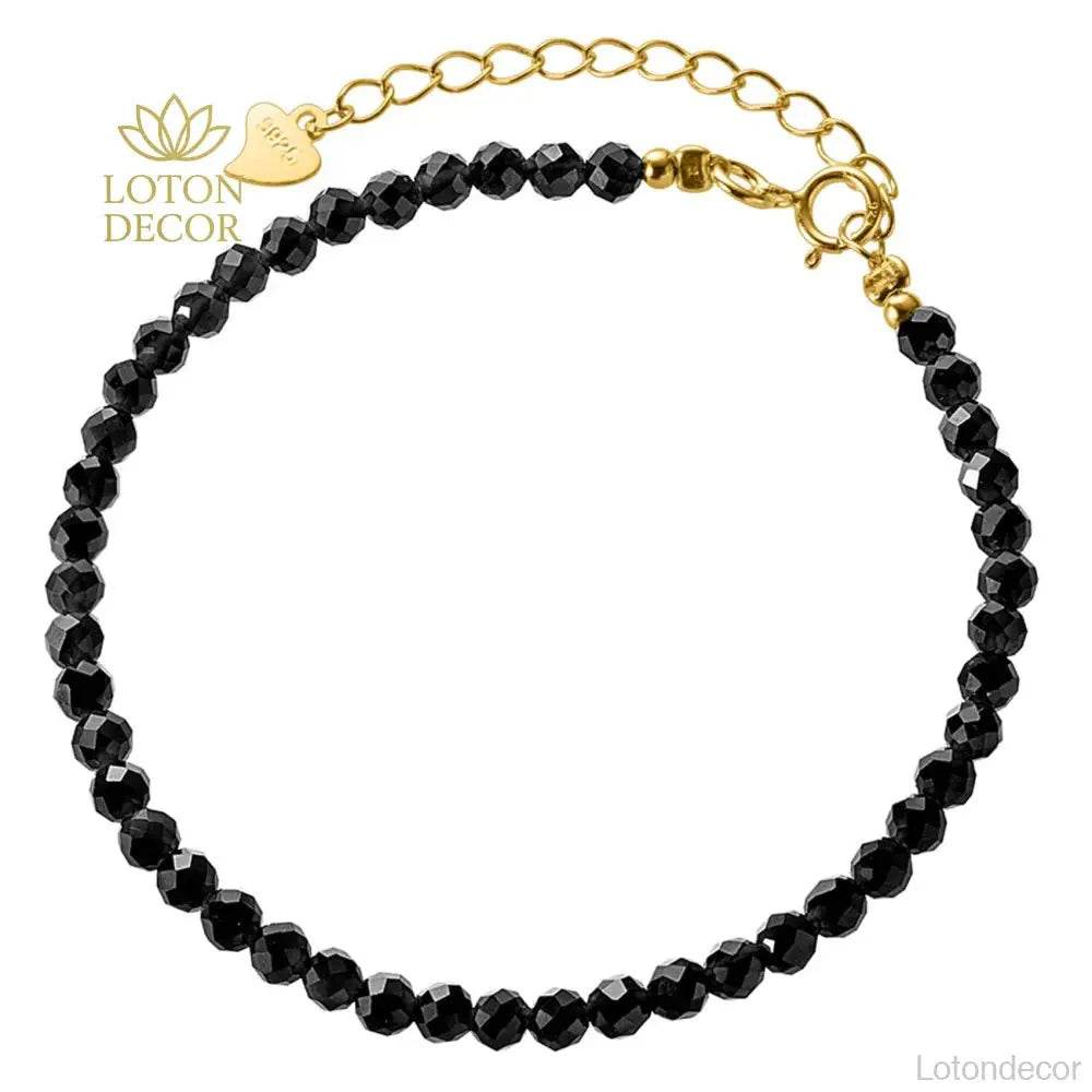 Obsidian Wealth Bracelet – Silver Diamond-Cut Crystal Amulet - Loton Decor