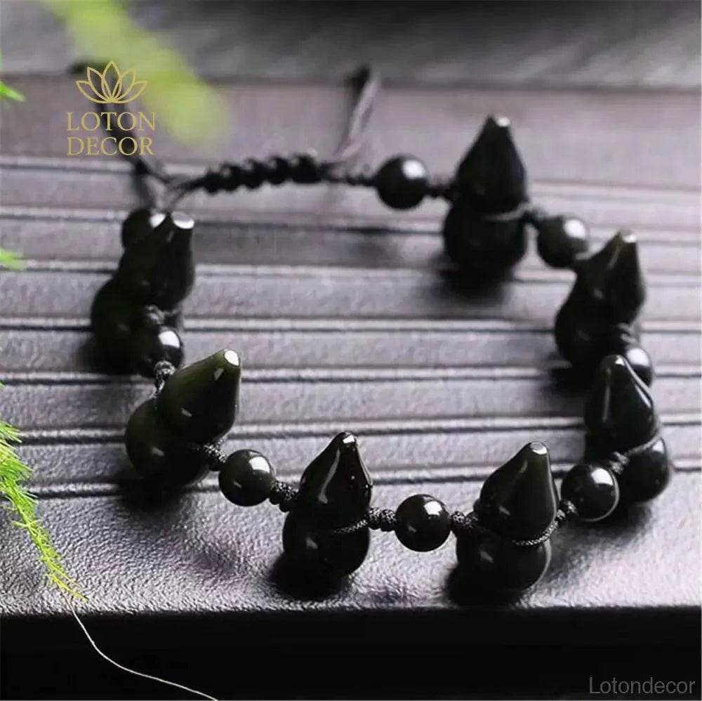 Obsidian Wu Lou Bracelet – Fortune & Protection Charm - Loton Decor