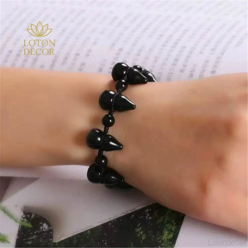 Obsidian Wu Lou Bracelet – Fortune & Protection Charm - Loton Decor