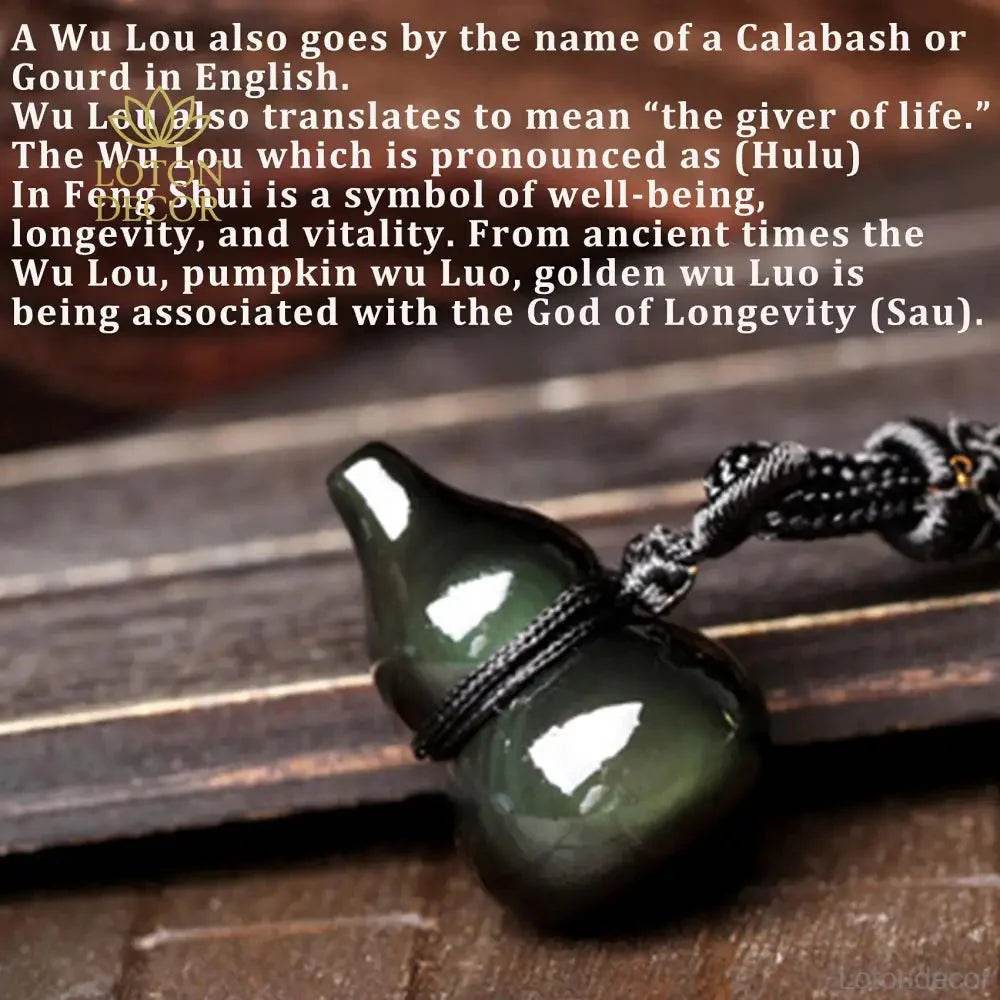 Obsidian Wu Lou Necklace – Unisex Luck & Wealth Amulet - Loton Decor