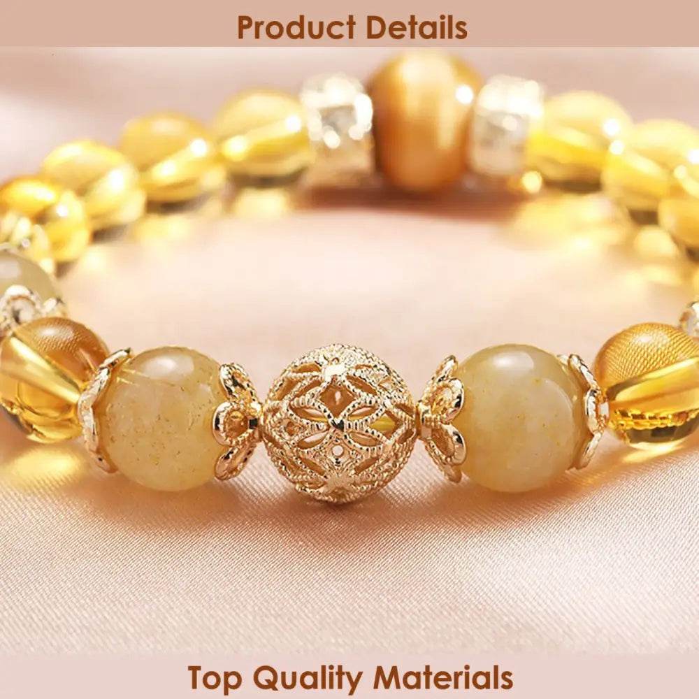 Overlord Citrine Feng Shui Wealth Bracelet Tiger Eye Stone Evil Eye Jewelry Strong Talisman Amulet for Positivity Money - Loton Decor