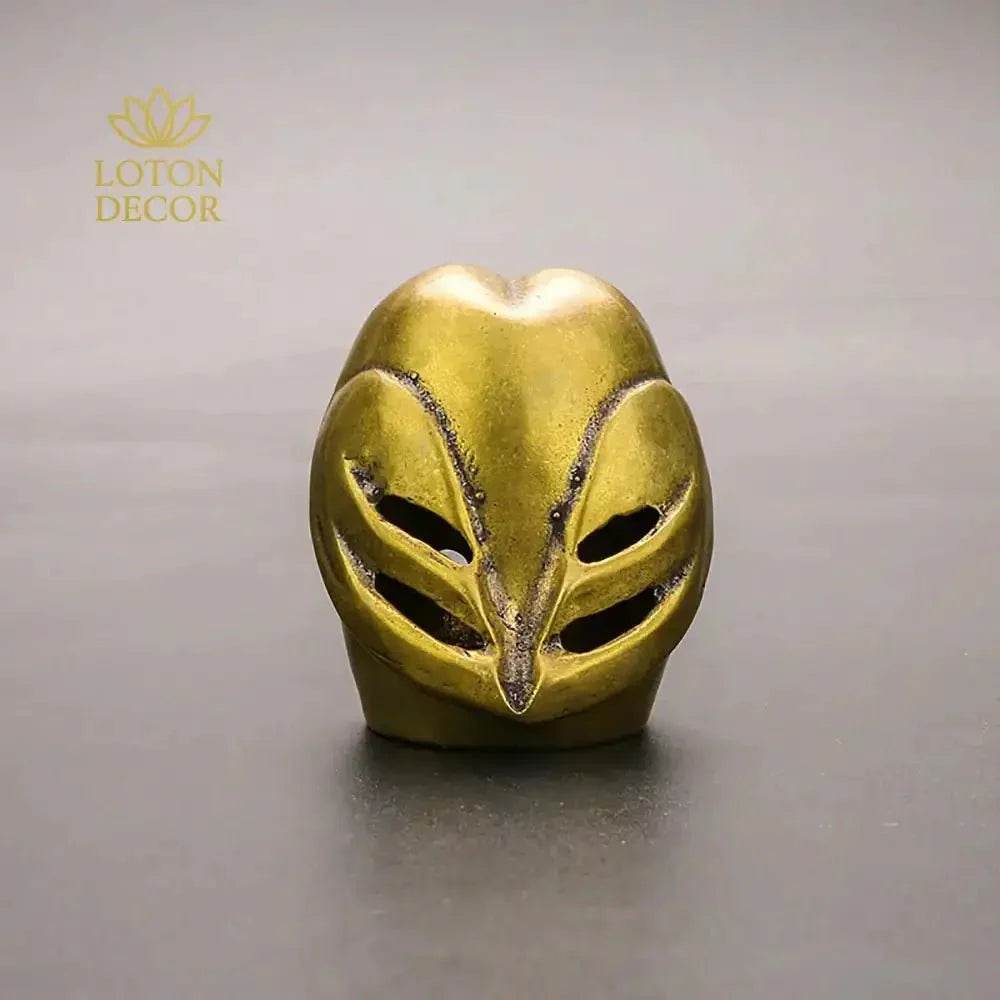 Owl Incense Burner Solid Brass Cone Incense Holder Feng Shui Wealth Statue Boho Forest Animal Figurine - Loton Decor