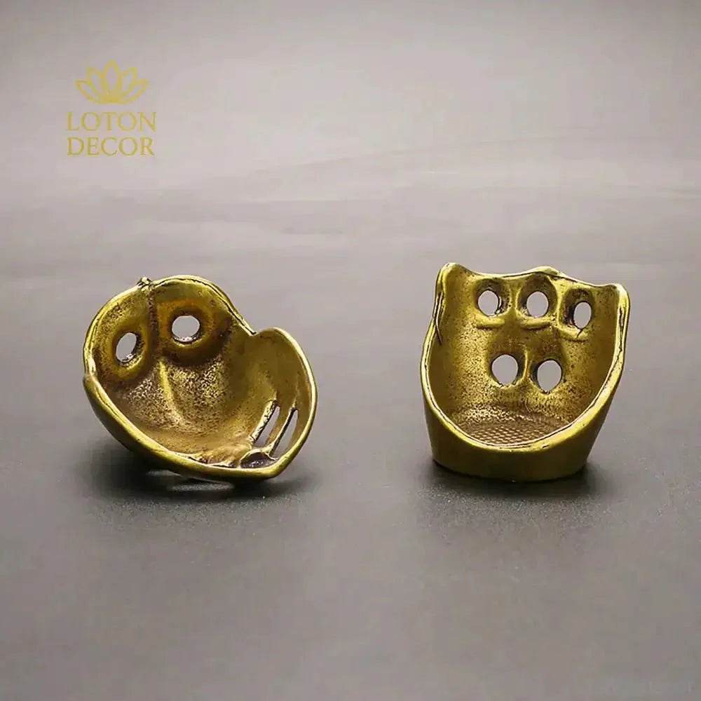 Owl Incense Burner Solid Brass Cone Incense Holder Feng Shui Wealth Statue Boho Forest Animal Figurine - Loton Decor