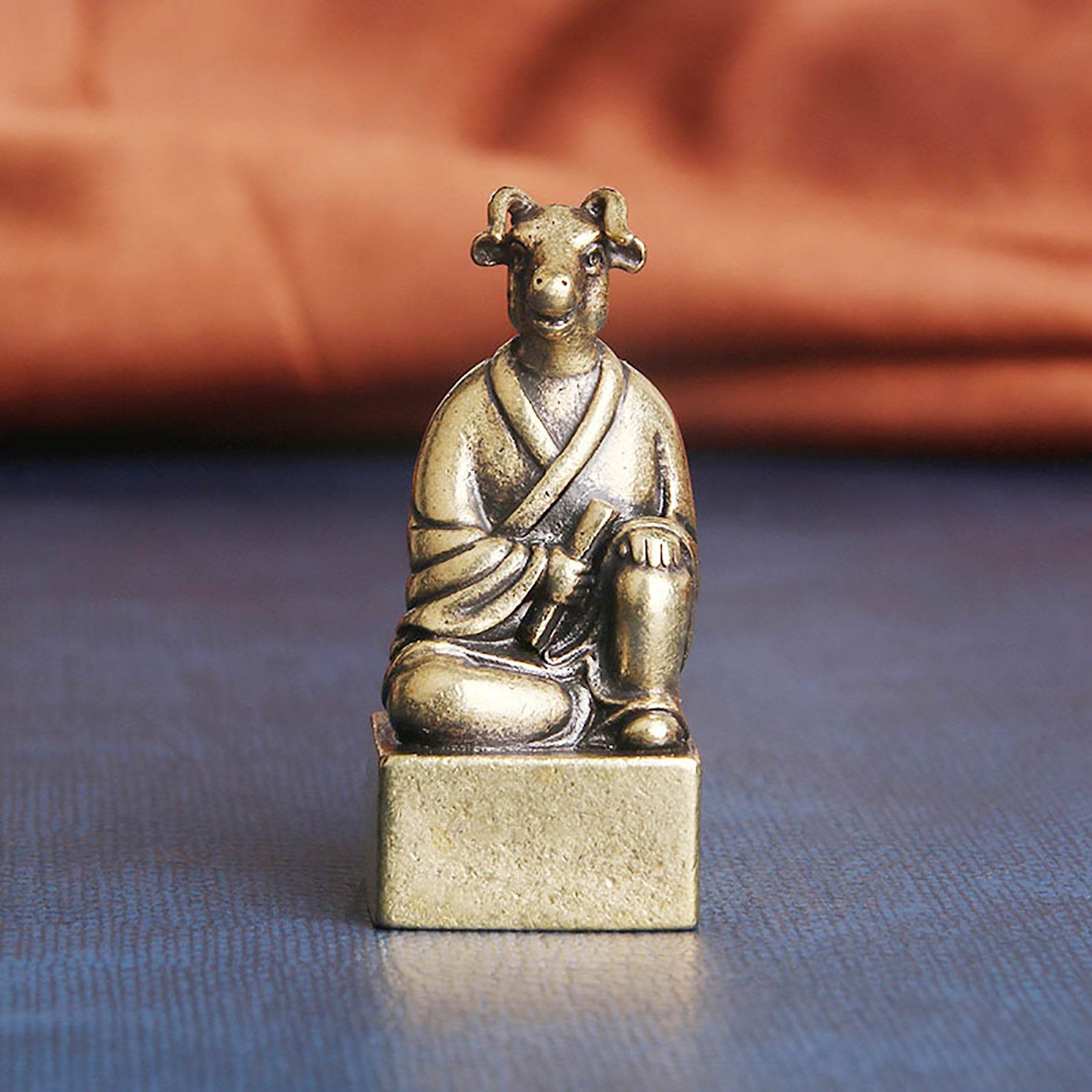 Brass 12 Zodiac Animals Signet Spiritual Animal Figurine Stamps Feng Shui Wealth Longevity Amulet - Loton Decor