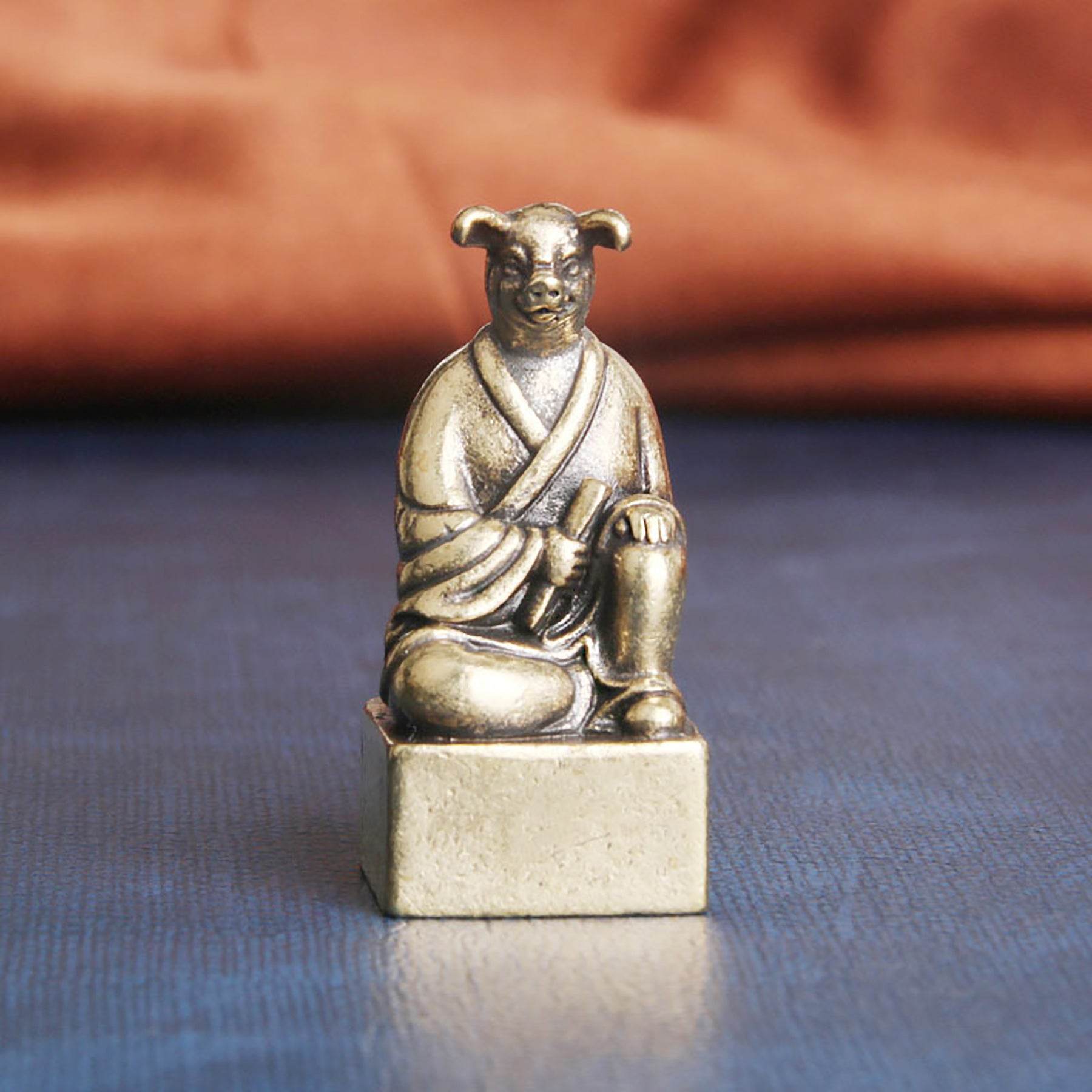 Brass 12 Zodiac Animals Signet Spiritual Animal Figurine Stamps Feng Shui Wealth Longevity Amulet - Loton Decor