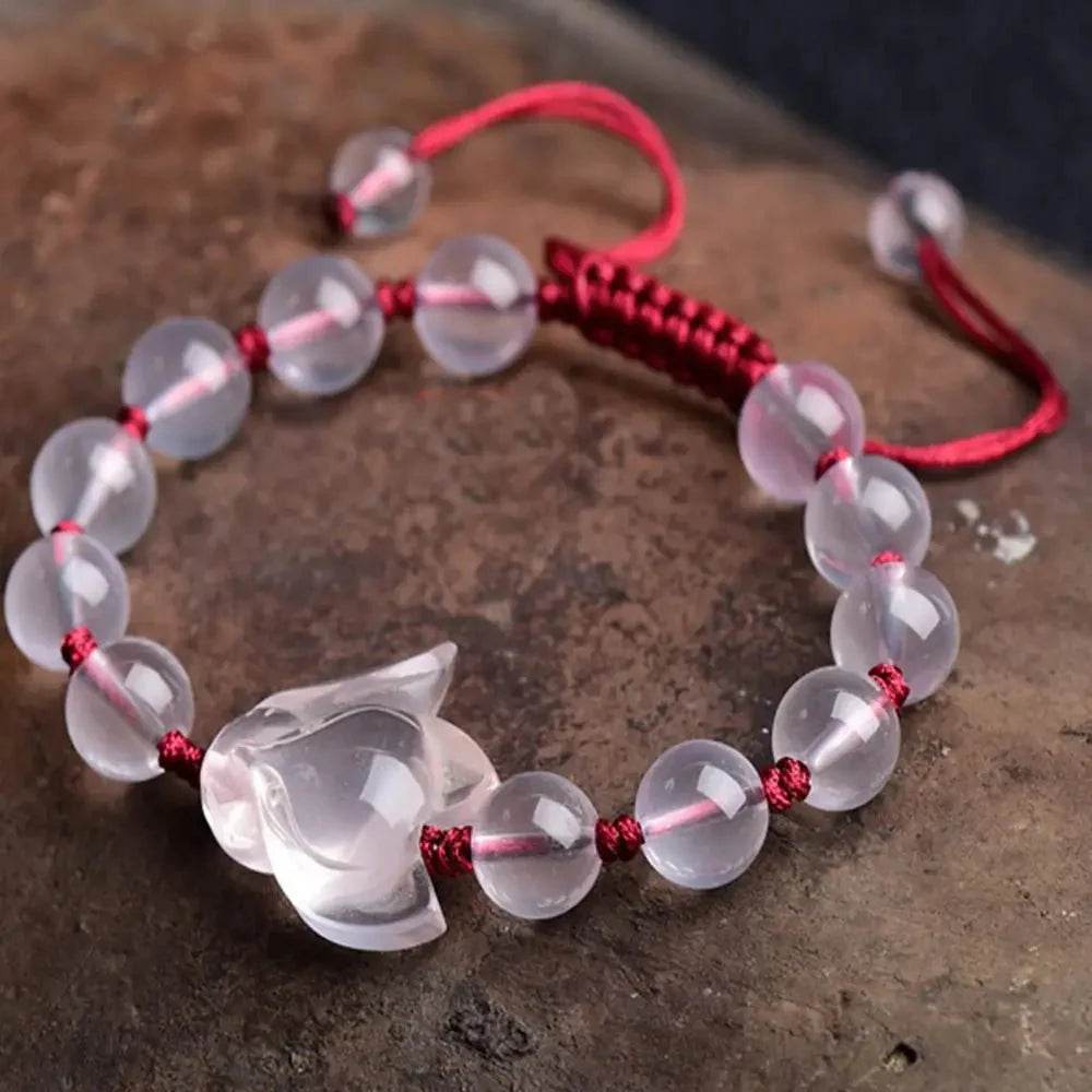 Pixiu Fox Bracelet – Strawberry Crystal Feng Shui Amulet - Loton Decor