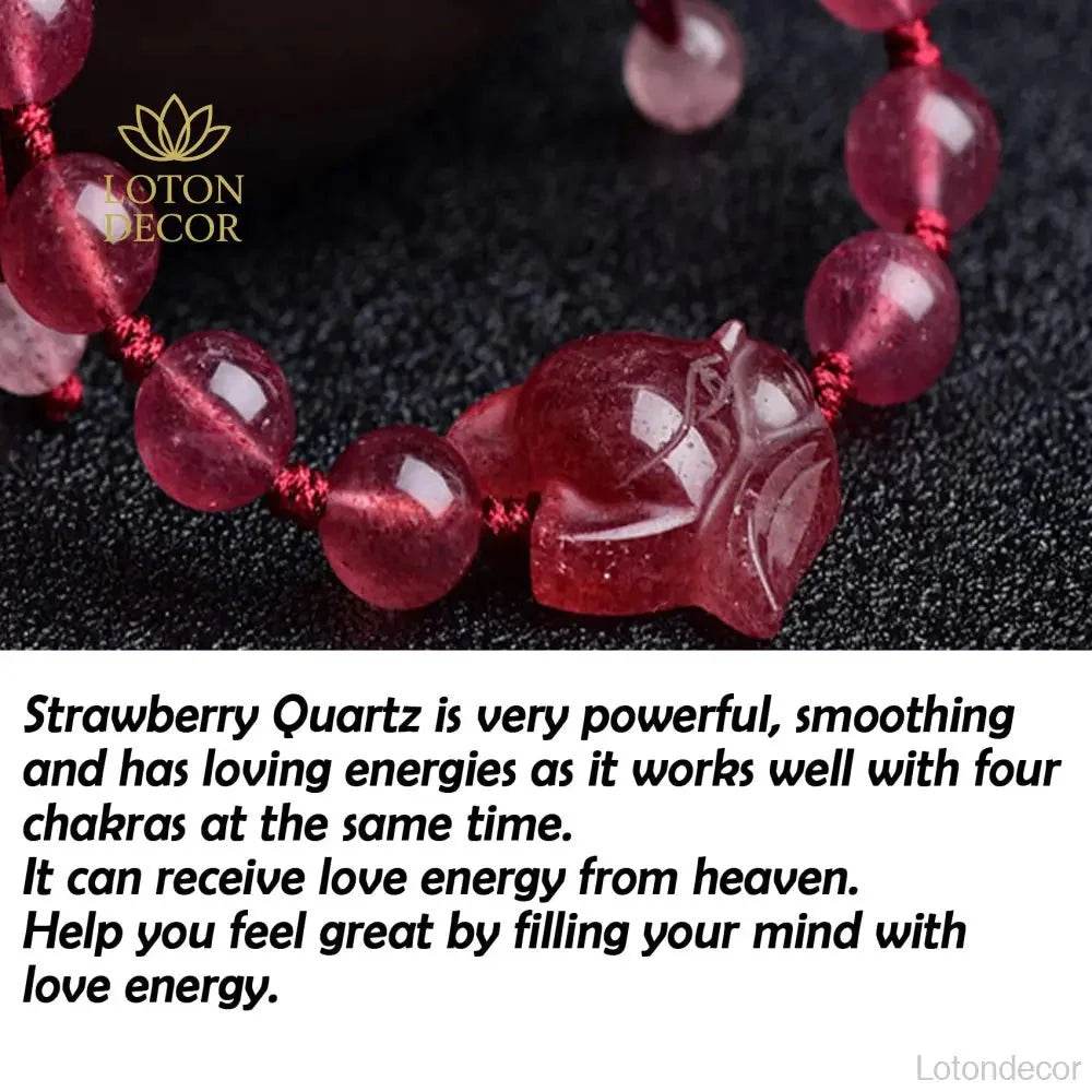 Pixiu Fox Bracelet – Strawberry Crystal Feng Shui Amulet - Loton Decor