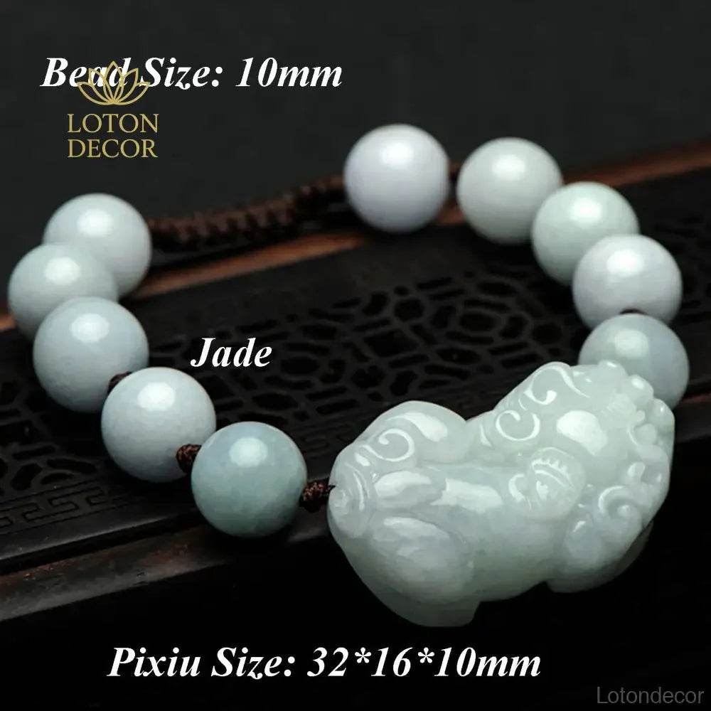 Pixiu Jade Bracelet – Red String Feng Shui Luck Charm - Loton Decor