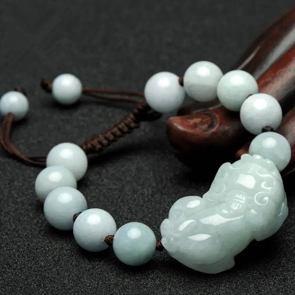 Pixiu Jade Bracelet – Red String Feng Shui Luck Charm - Loton Decor