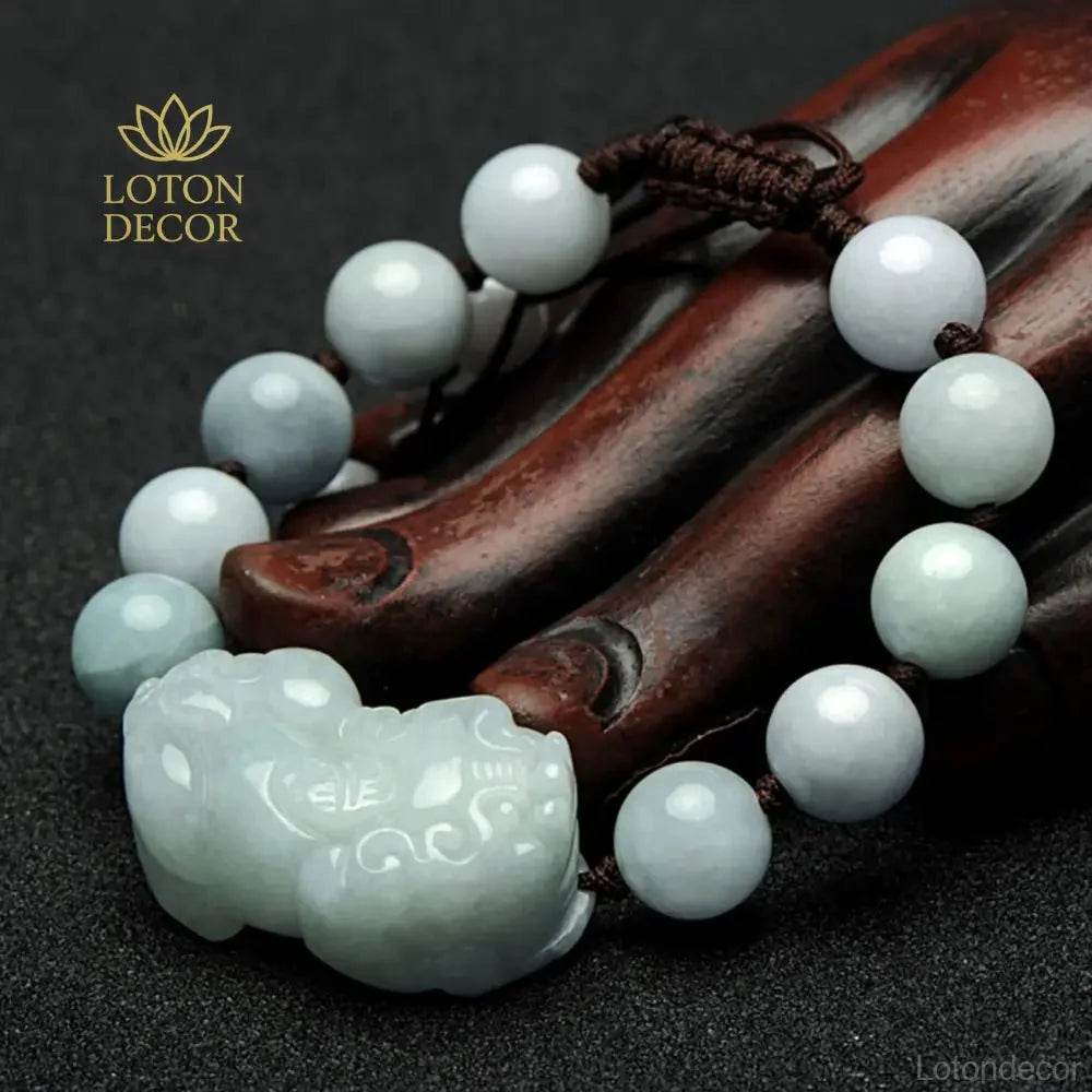 Pixiu Jade Bracelet – Red String Feng Shui Luck Charm - Loton Decor