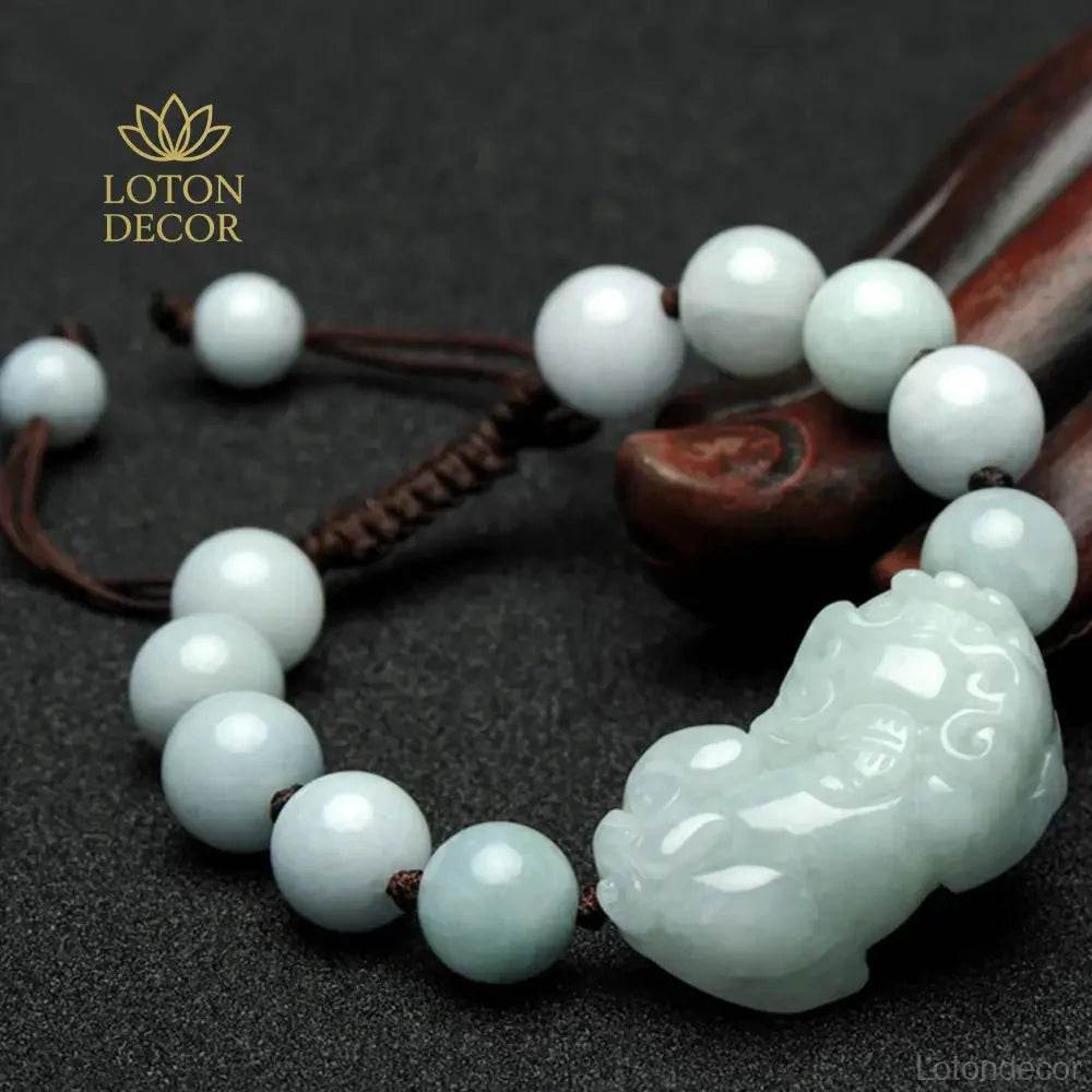Pixiu Jade Bracelet – Red String Feng Shui Luck Charm - Loton Decor