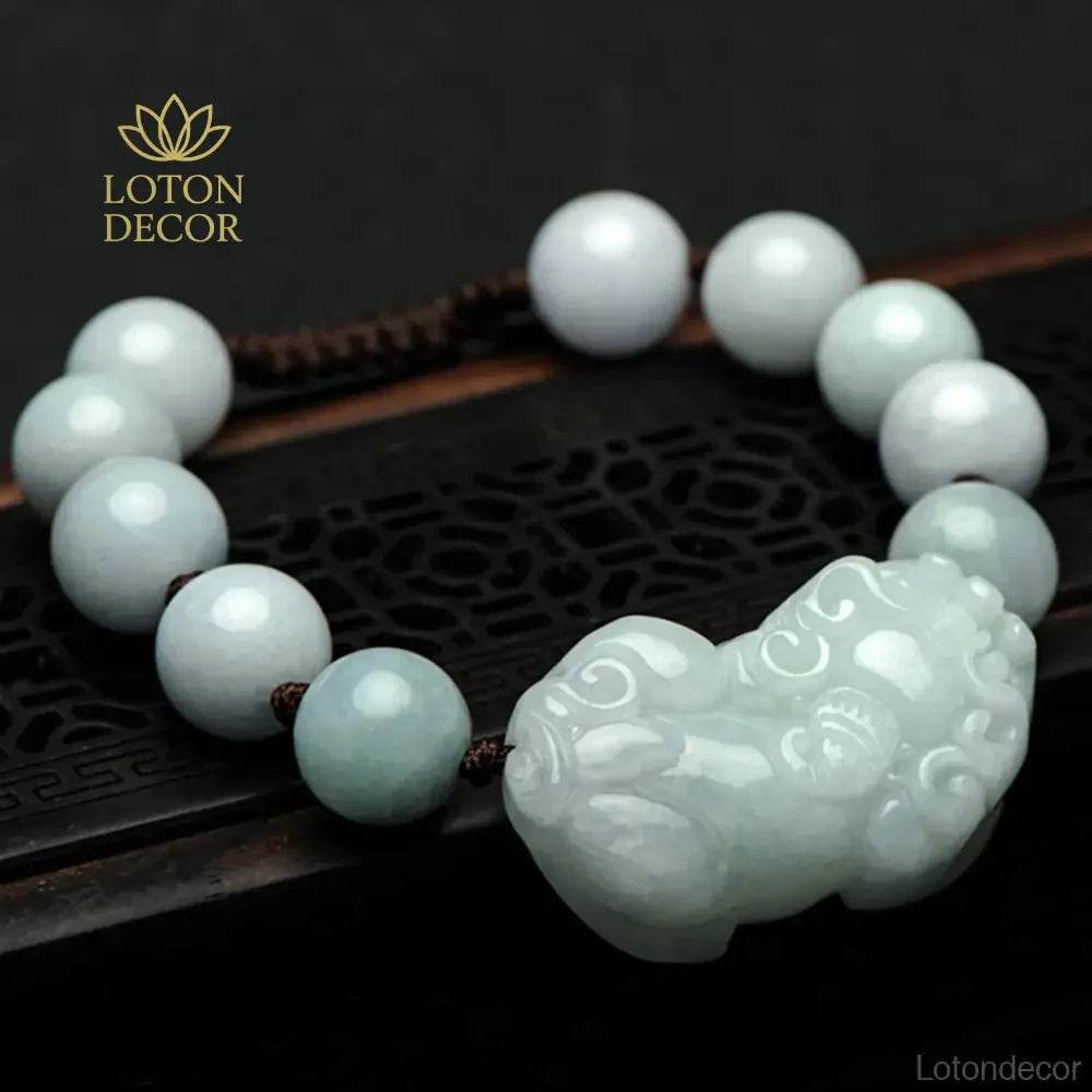 Pixiu Jade Bracelet – Red String Feng Shui Luck Charm - Loton Decor