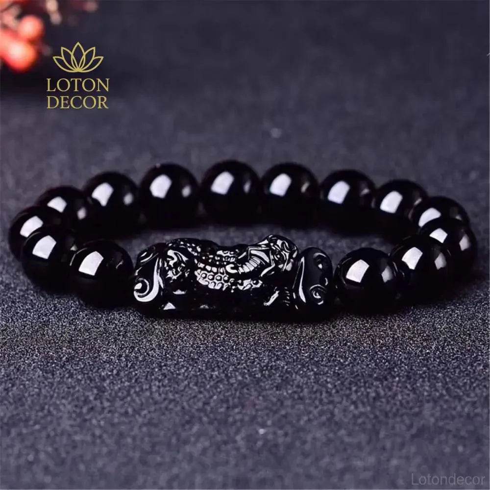 Pixiu Obsidian Bracelet – Lucky Wealth Couple Talisman - Loton Decor