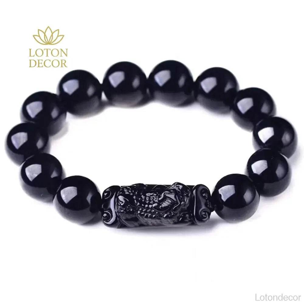 Pixiu Obsidian Bracelet – Lucky Wealth Couple Talisman - Loton Decor