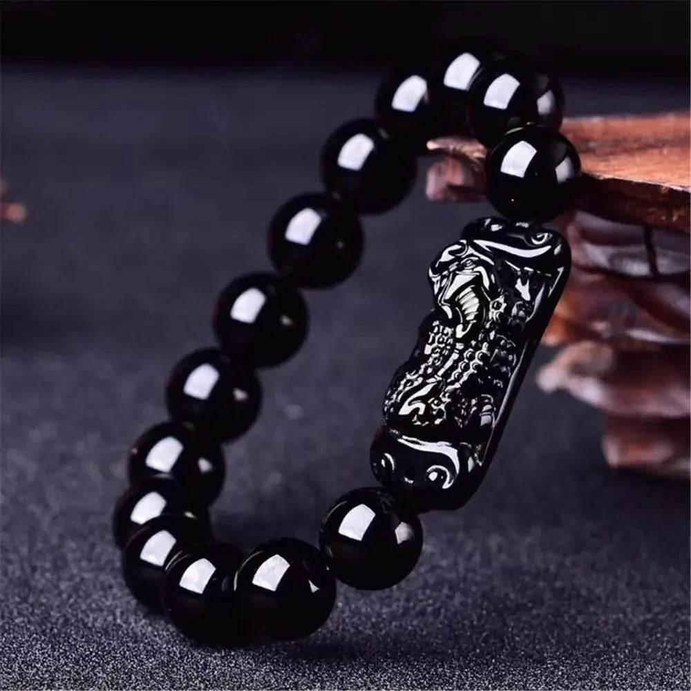 Pixiu Obsidian Bracelet – Lucky Wealth Couple Talisman - Loton Decor