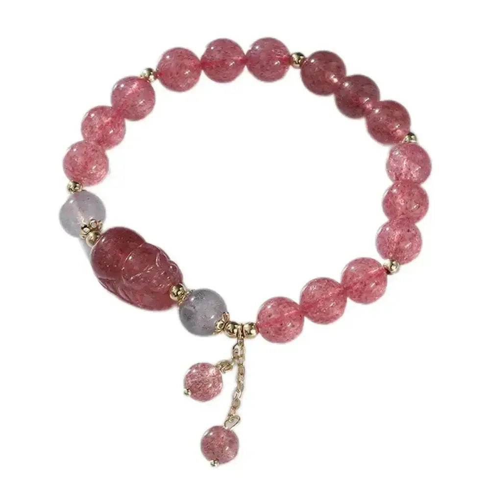 Pixiu Strawberry Quartz Bracelet – Attract Wealth & Love - Loton Decor